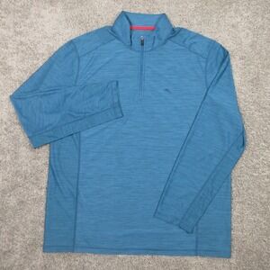 Tommy Bahama Sweater Mens Large Blue Island Zone Golf Quarter Zip Lightweight
